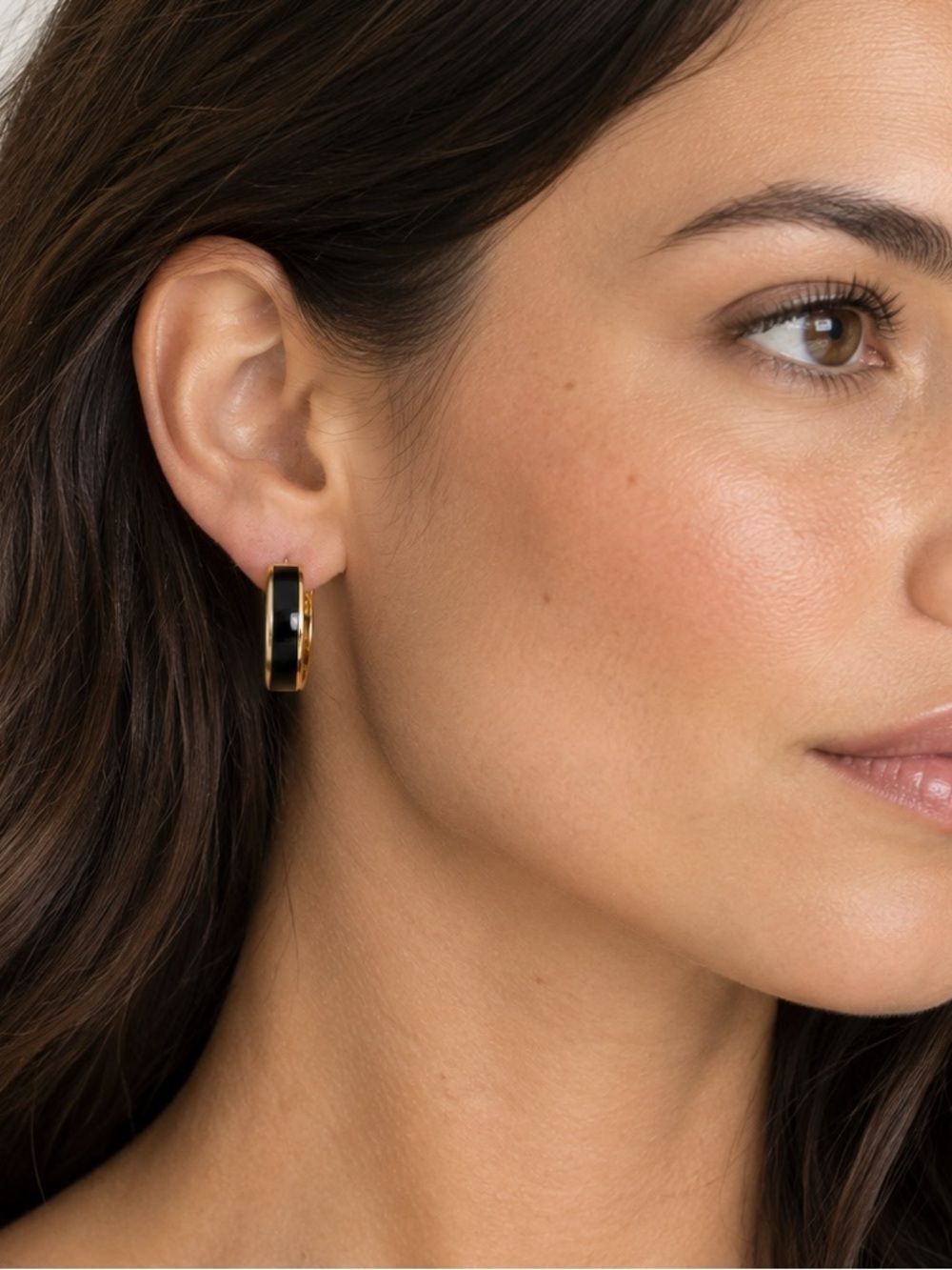 Monet | Vintage Elegant Black and Gold Hoop Earrings